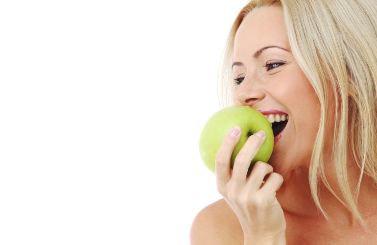 Woman Eat Green Apple